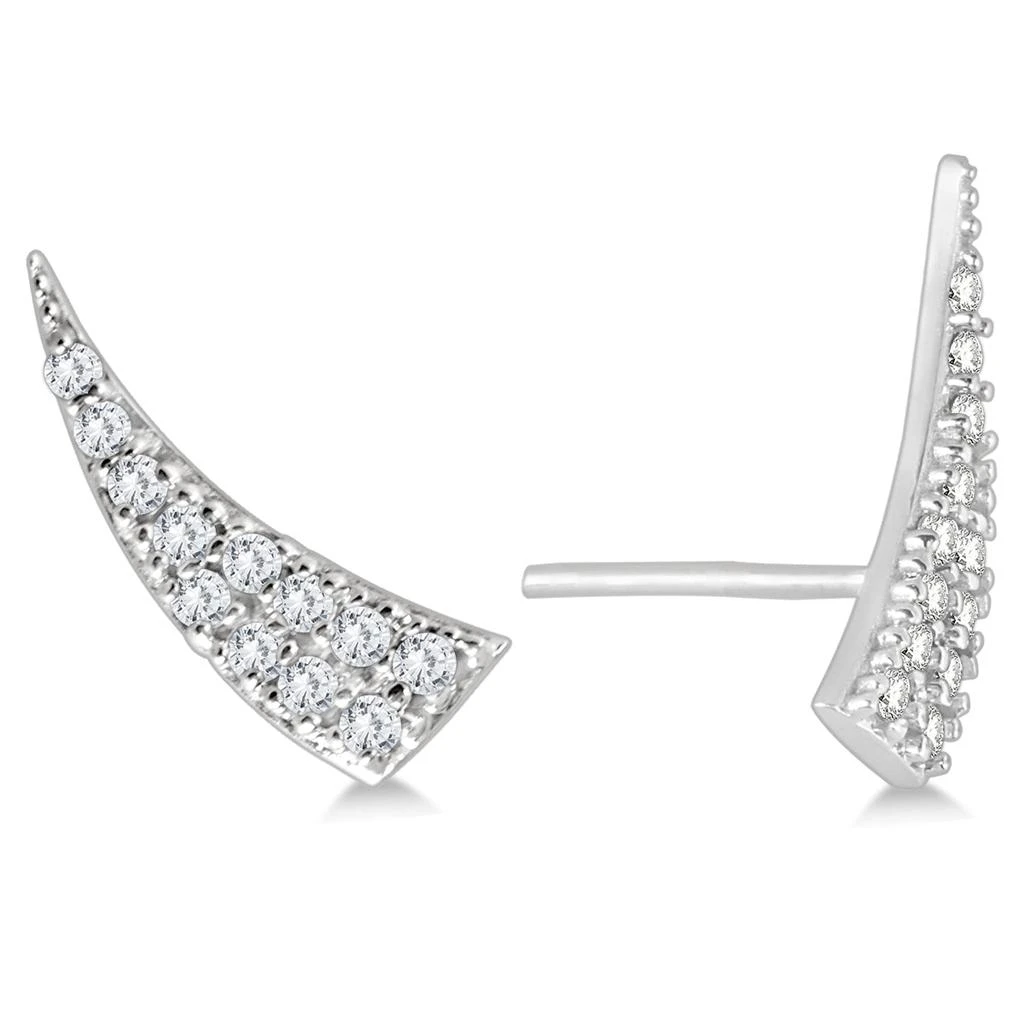 Monary 1/4 CTW Bold Genuine Diamond Climber Earrings in 14K White Gold 2