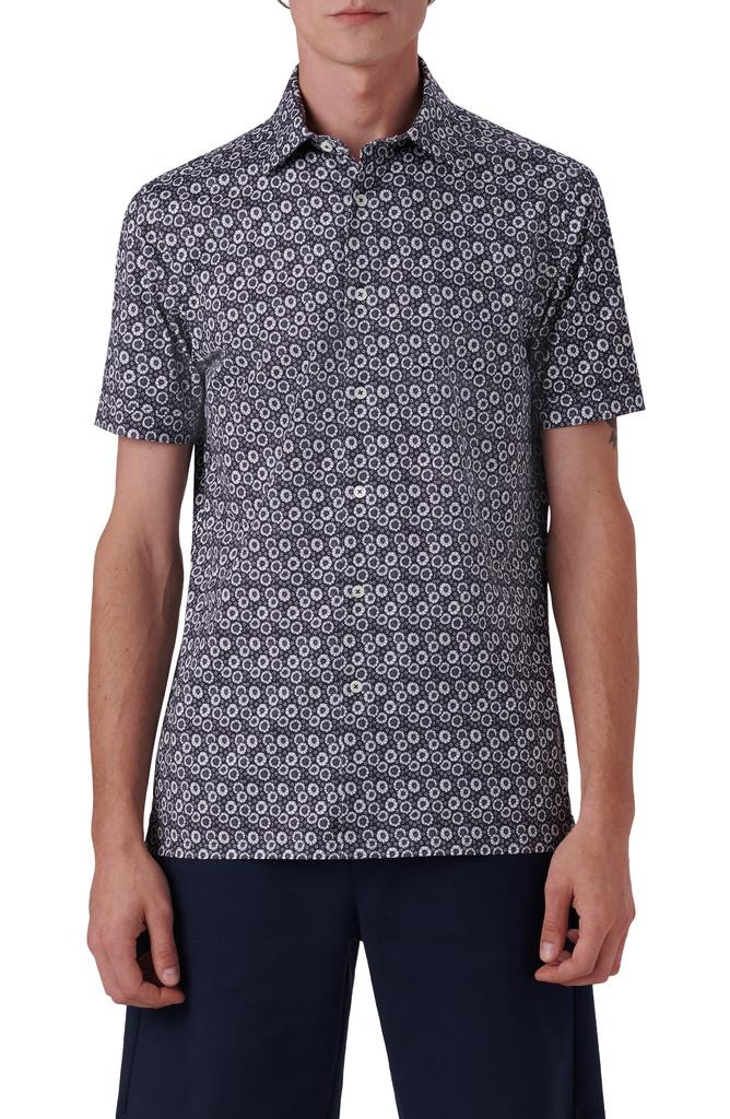 BUGATCHI Milo OoohCotton® Floral Short Sleeve Button-Up Shirt