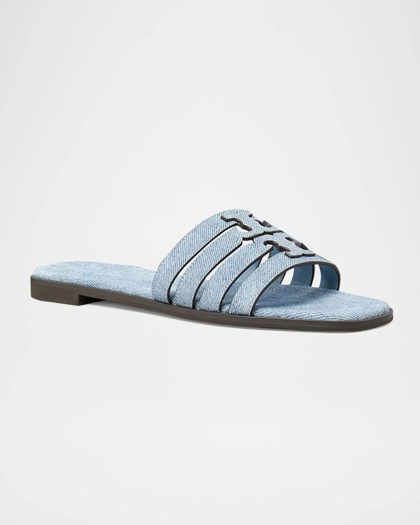 Tory Burch Ines Caged Denim Flat Slide Sandals 2