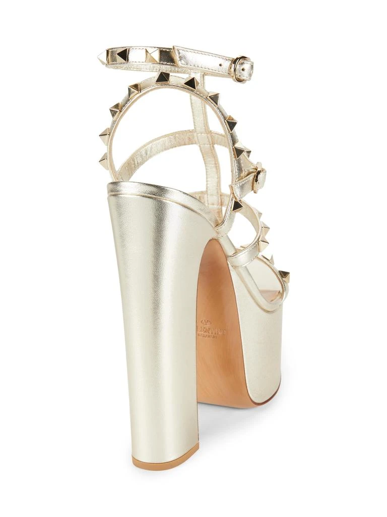 Valentino 150MM Rockstud Metallic Leather Platform Sandals 3