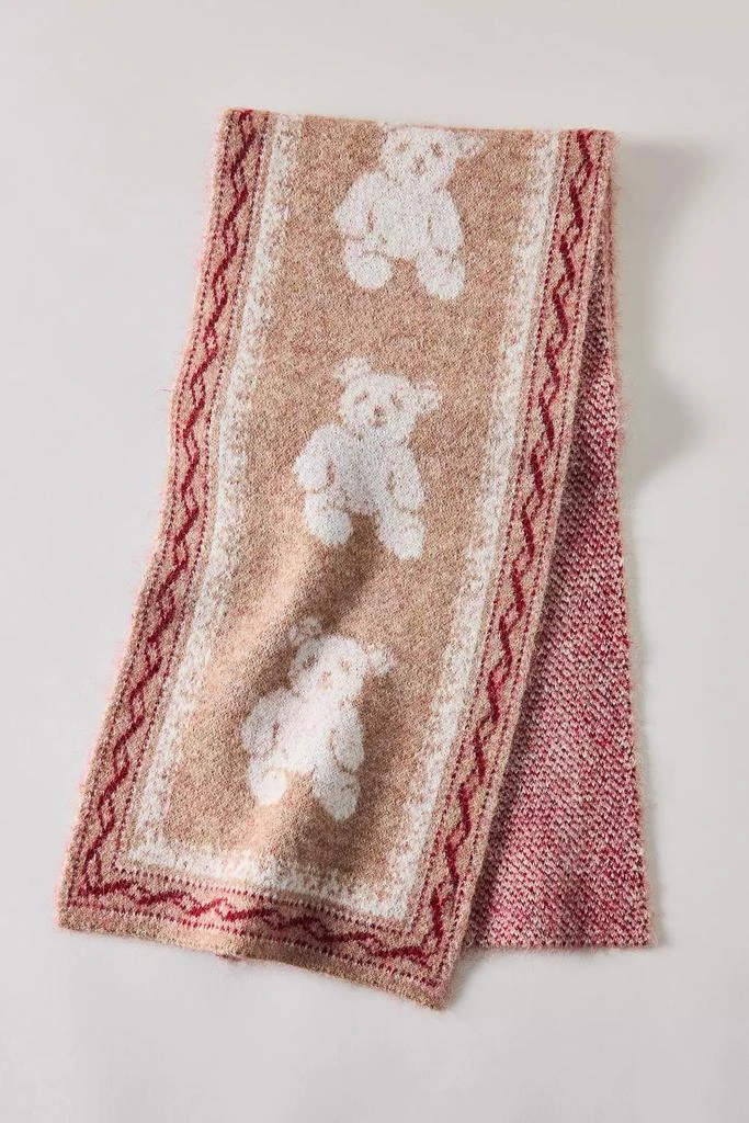 Urban Outfitters Teddy Bear Pattern Knit Scarf 3