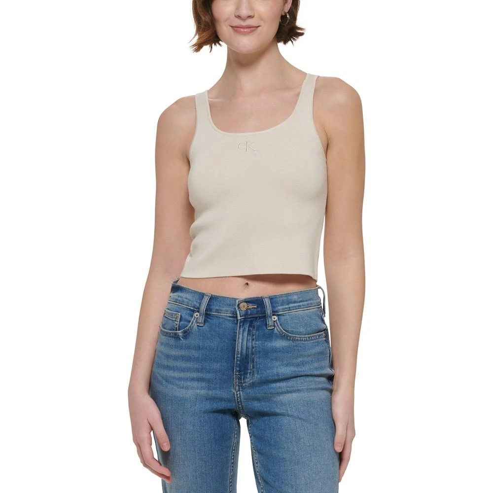 Calvin Klein Women's Embroidered Logo Cropped Tank Top 1