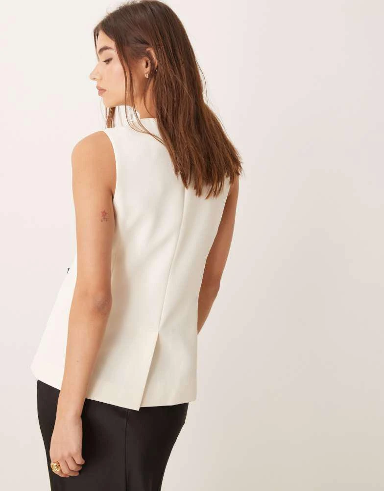 ASOS ASOS DESIGN longline waistcoat with belt detail in off white 3