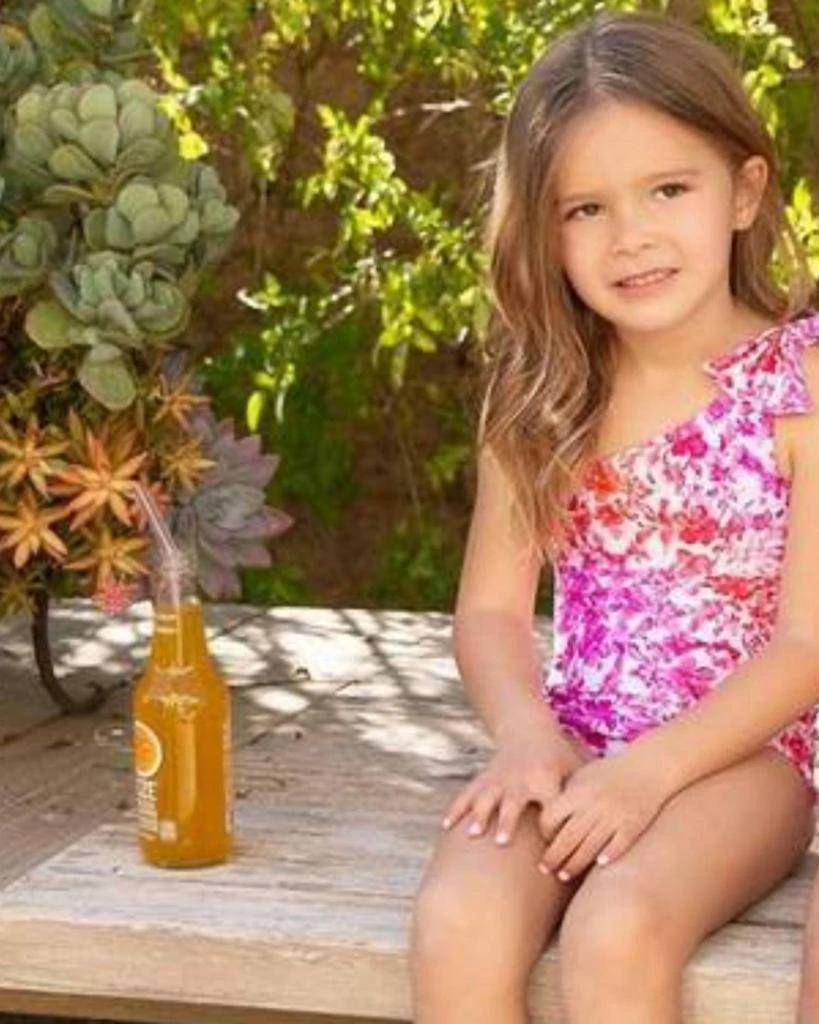 PQ Swim Kids Azalea One Shoulder Bow One Piece In Pink 2