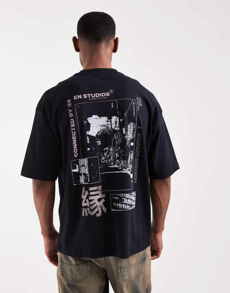 ASOS ASOS DESIGN oversized t-shirt with souvenir graphic in black