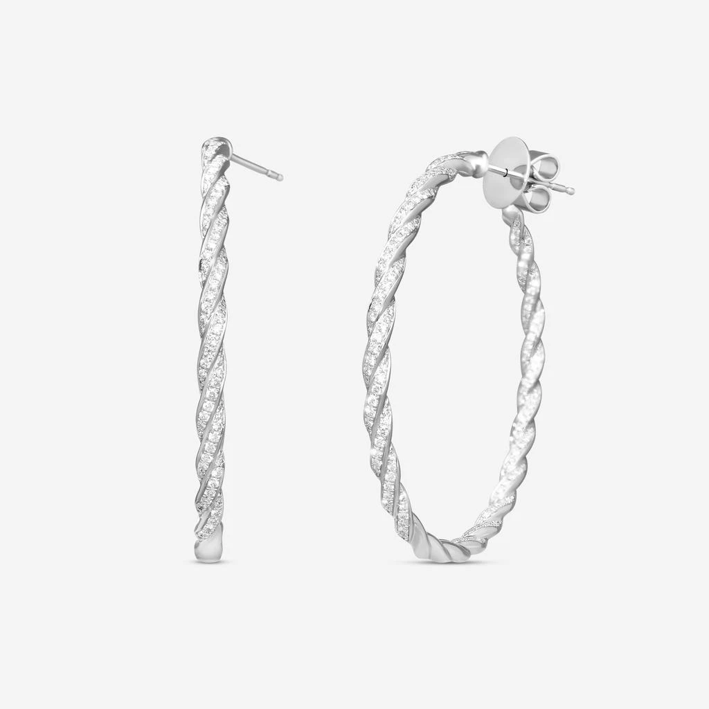 Mémoire Mémoire 18K White Gold Full Pavé Rope Hoop Earrings CHHO384