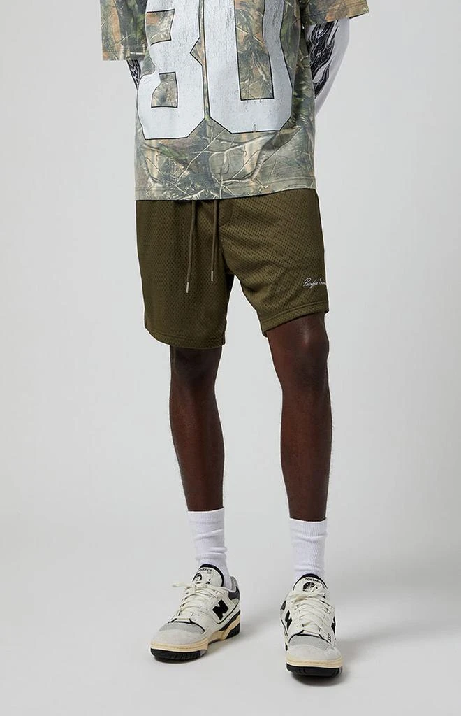 PacSun Olive Pacific Sunwear Aaron Mesh Volley Shorts 3