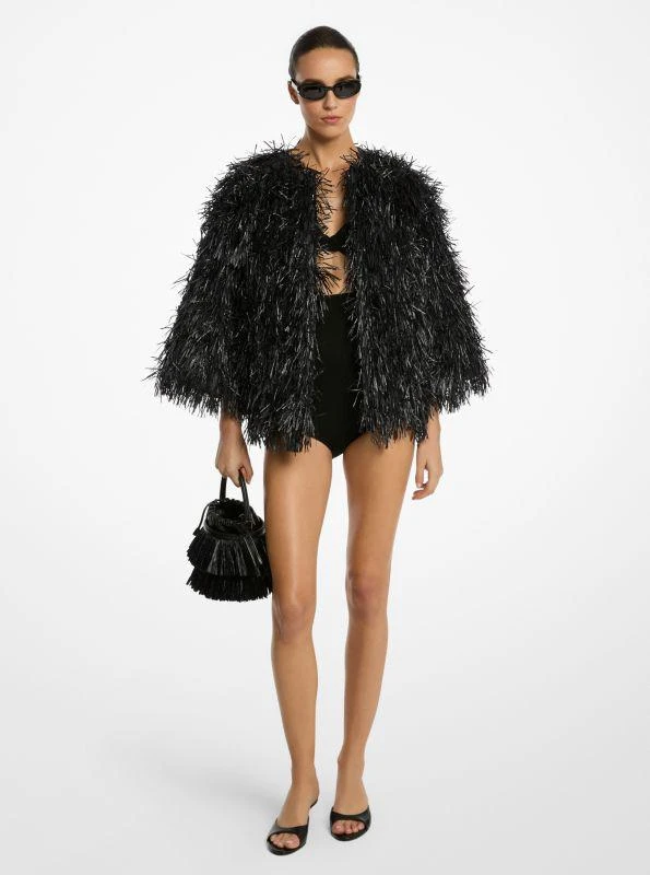 Michael Kors Hand-Embroidered Fringe Chubby Jacket 1