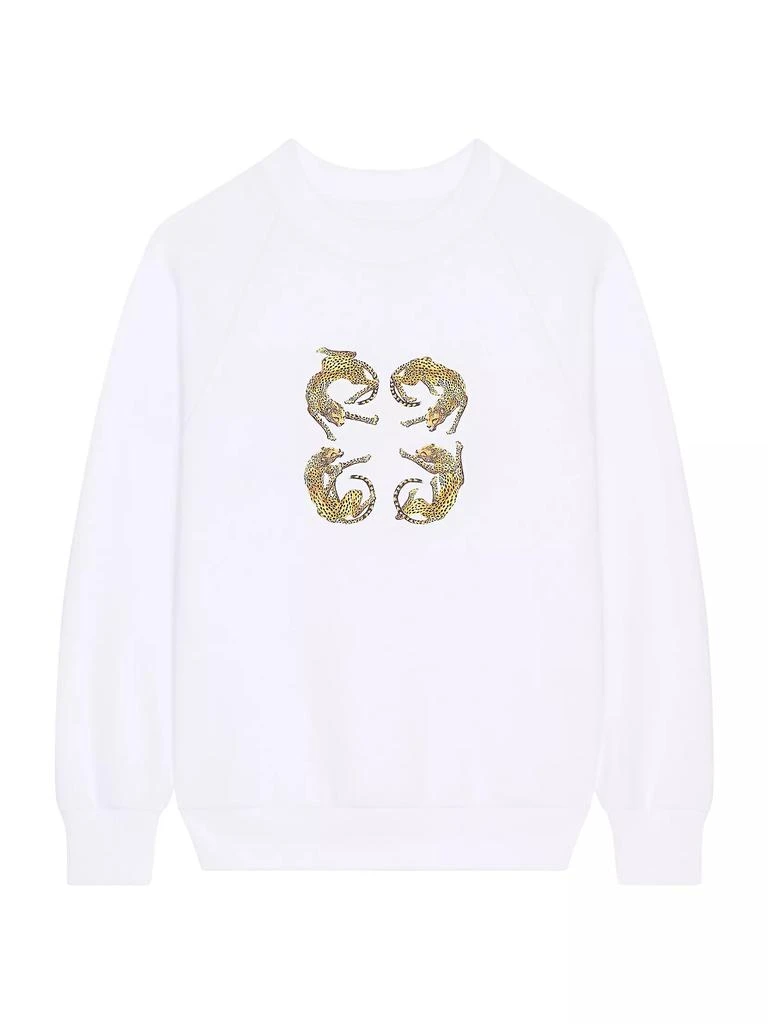 Givenchy Slim Fit Sweatshirt in Fleece with 4G Leopard Print 1