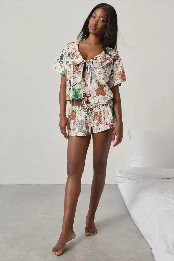 Out From Under Out From Under Sweet Dreams Tie-Front Top + Micro Short PJ Set 4