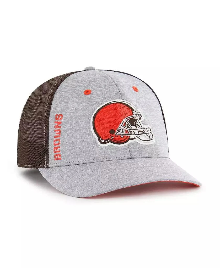47 Brand Men's Gray, Brown Cleveland Browns Pixelation Trophy Flex Hat 3
