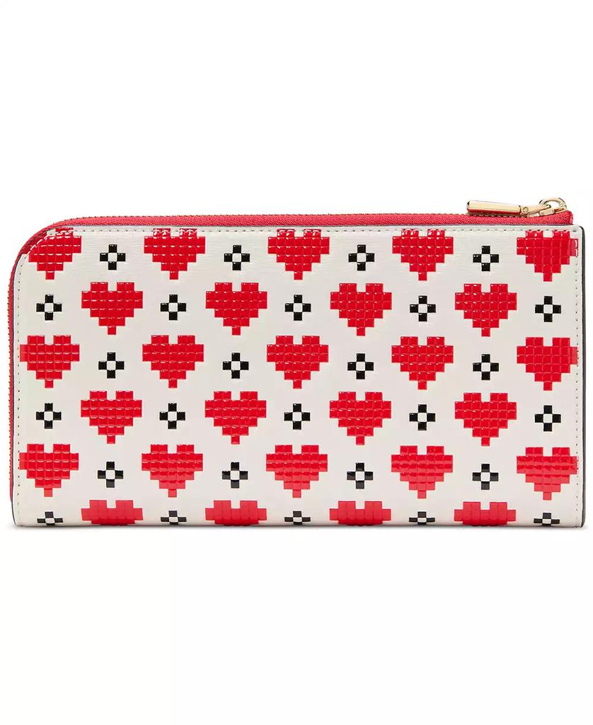 Kate Spade Devin Pixel Hearts Embossed Saffiano Leather Zip-Around Continental Wallet