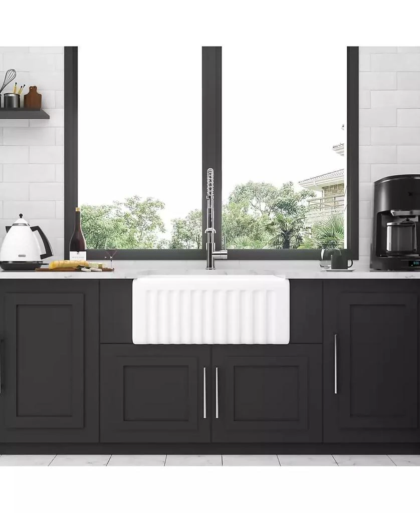 Flynama huluwat 24x18x10inch White Farmhouse Sink Ceramic Single Bowl Reversible Apron Front Laundry 5