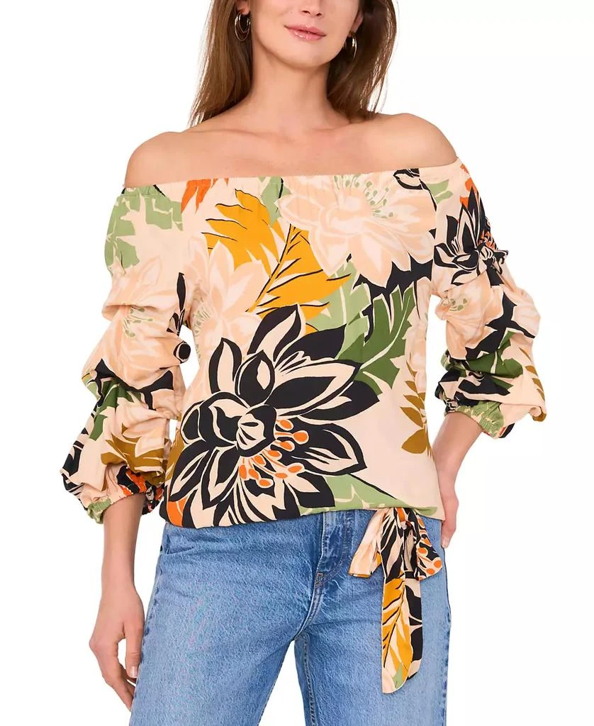 Vince Camuto Women's Printed Bubble-Sleeve Blouse 1
