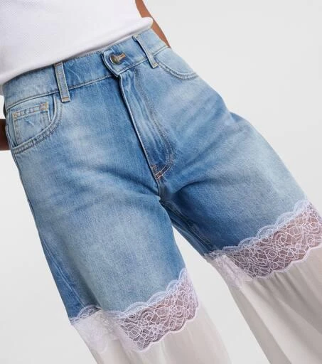 Nensi Dojaka Paneled high-rise tulle wide-leg jeans 4