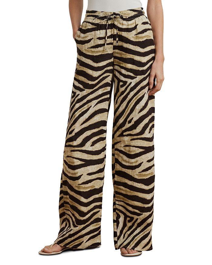 Ralph Lauren Zebra Print Linen Wide Leg Pant