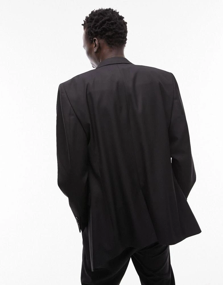 Topman Topman slim warm handle wrap suit jacket in black 3