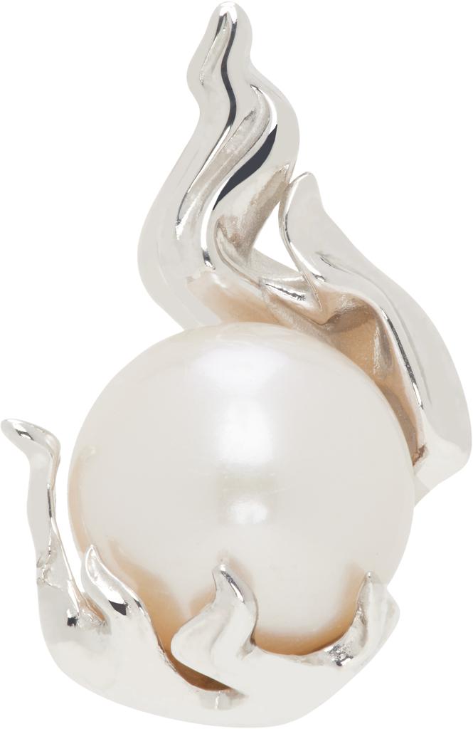 Alan Crocetti SSENSE Exclusive Silver Pearl In Heat Single Earring