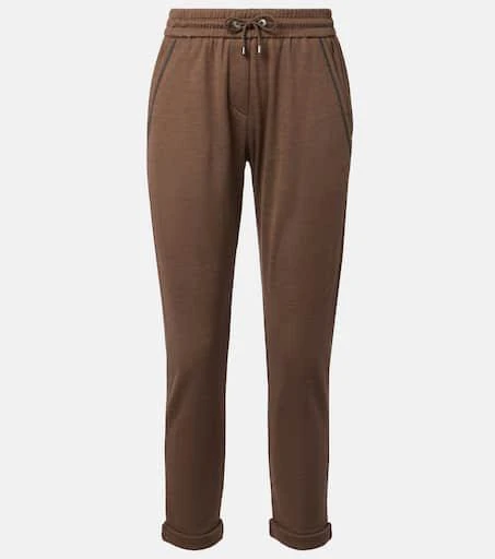 Brunello Cucinelli Embellished cotton-blend sweatpants 1