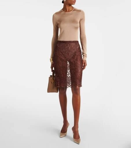 Yves Saint Laurent Floral lace pencil skirt 2