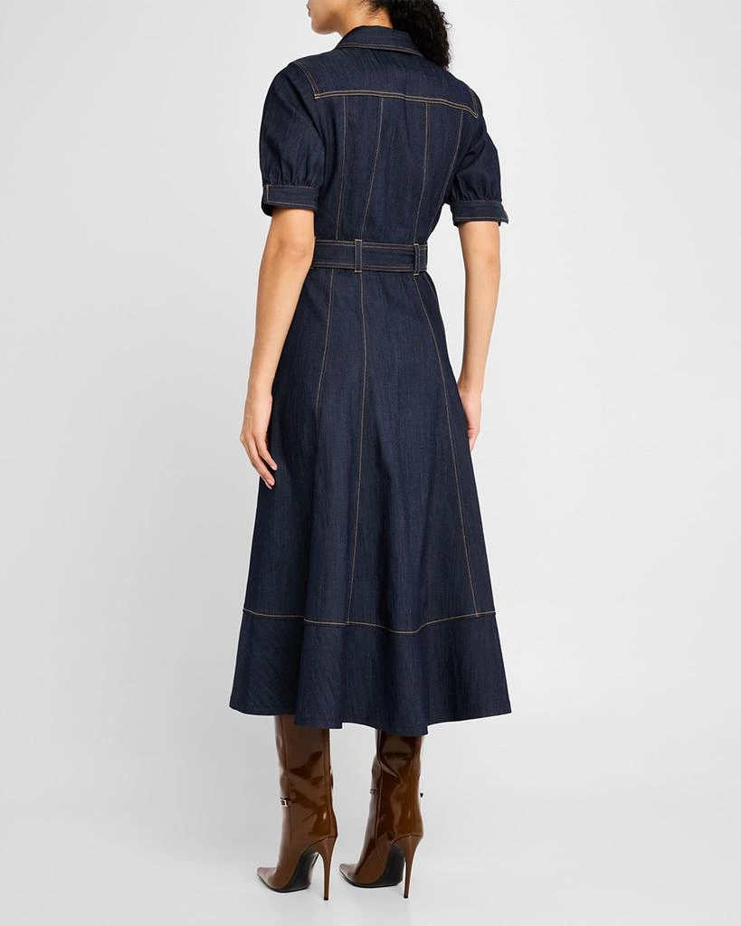 Cinq a Sept Suzie Denim Puff-Sleeve Midi Dress 3