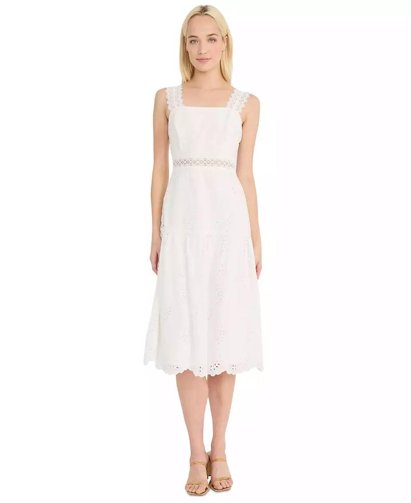 Donna Morgan Women's Eyelet-Embroidered Midi Dress