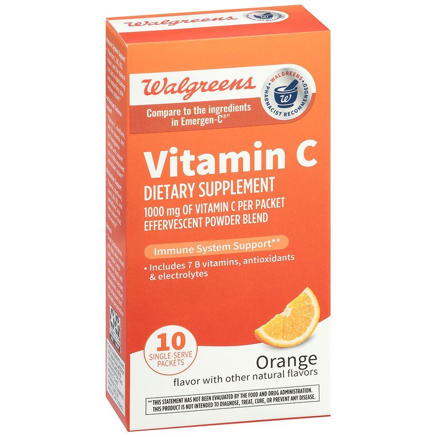 Walgreens Vitamin C Effervescent Powder Blend Orange