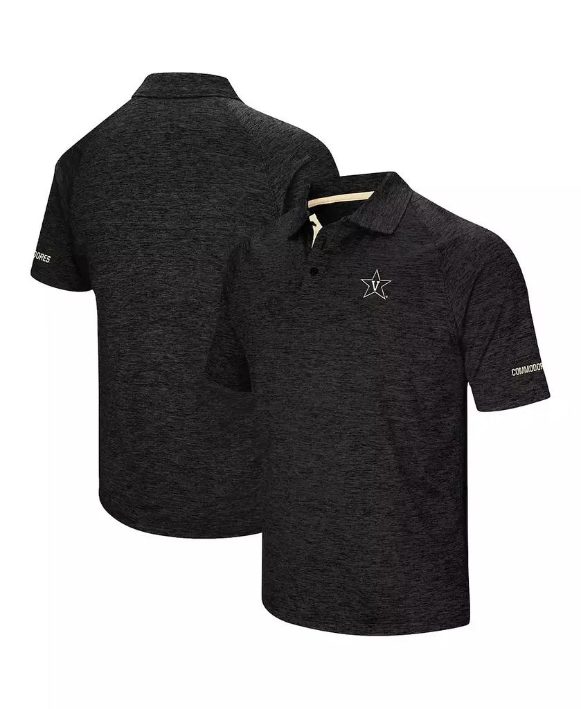 Colosseum Men's Black Vanderbilt Commodores Down Swing Raglan Polo Shirt 1