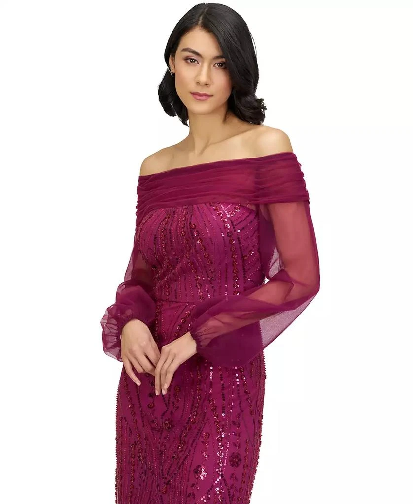 Women's Savannah Embellished Off the Shoulder Long Sleeve Chiffon Column  Gown – On Sale Now with Up to 34% Off | Discover Exclusive Deals \u0026 Savings  at BeyondStyle – Authentic JS Collections, image size:838x1024