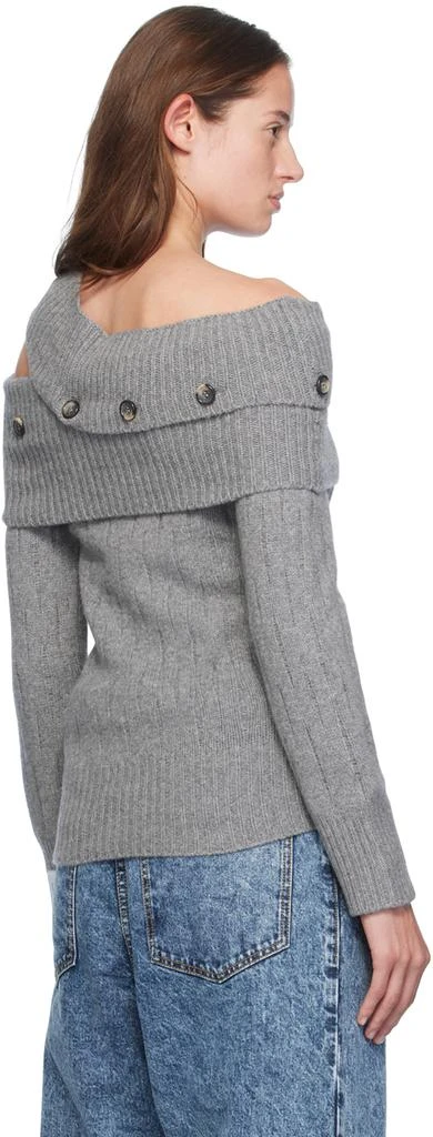 Rokh Gray Off Shoulder Multi Button Knit Sweater 3
