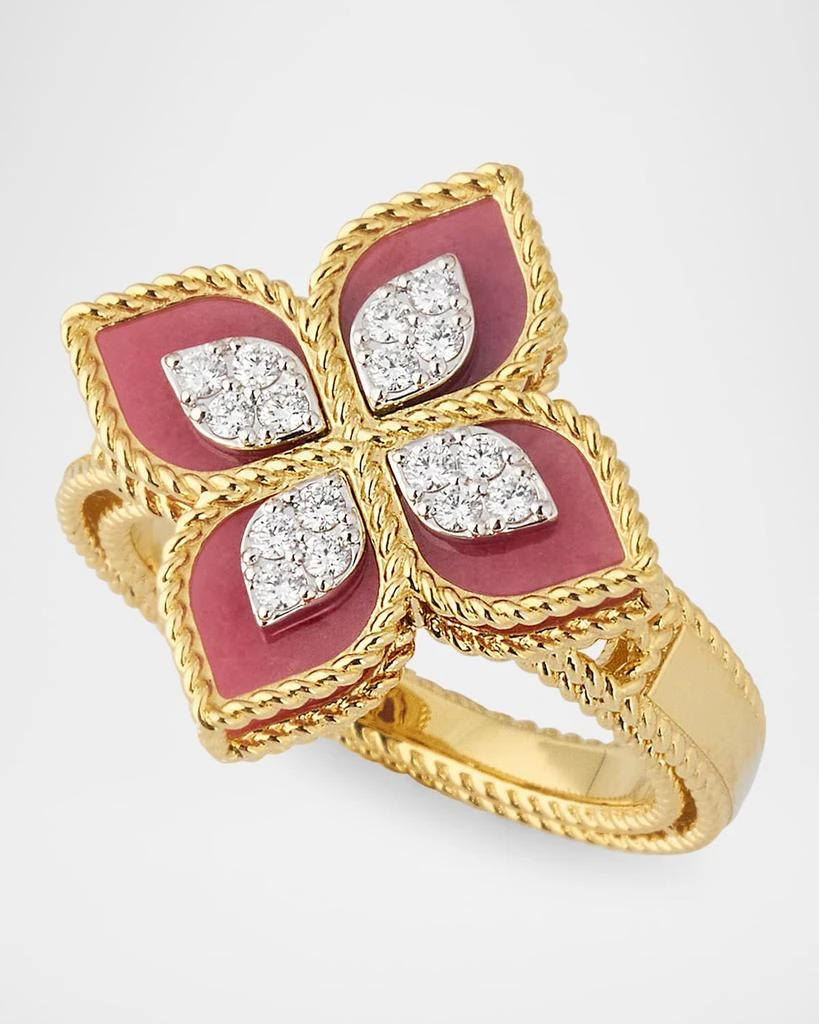 Roberto Coin 18K Yellow Gold Diamond and Rhodonite Ring, Size 6.5 3