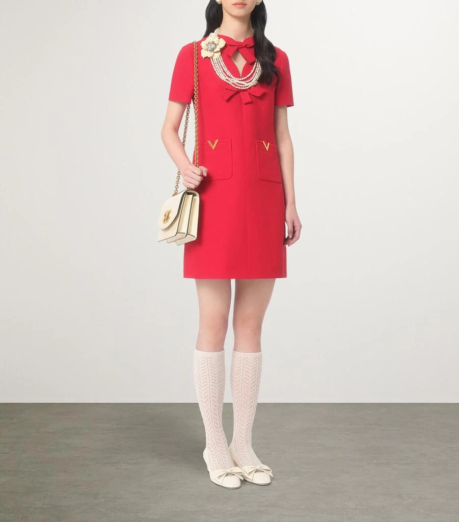 Valentino Virgin Wool-Silk Bow Mini Dress 7
