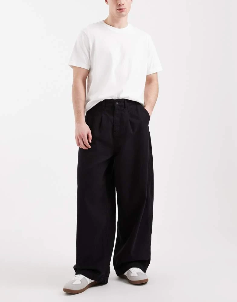 ASOS ASOS DESIGN oversized baggy trousers in black with pleats 2