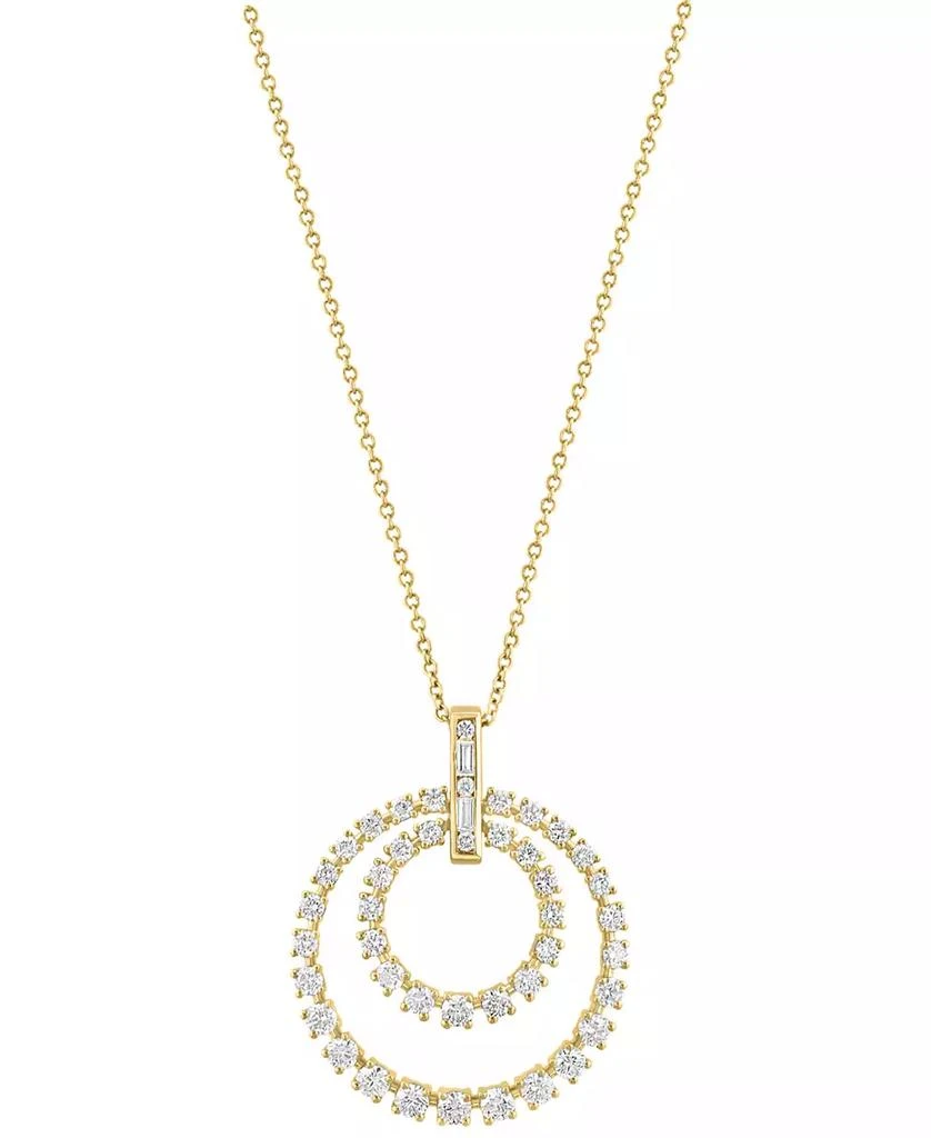 Effy EFFY® Diamond Round & Baguette Double Circle 18" Pendant Necklace (1-5/8 ct. t.w.) in 14k Gold 1