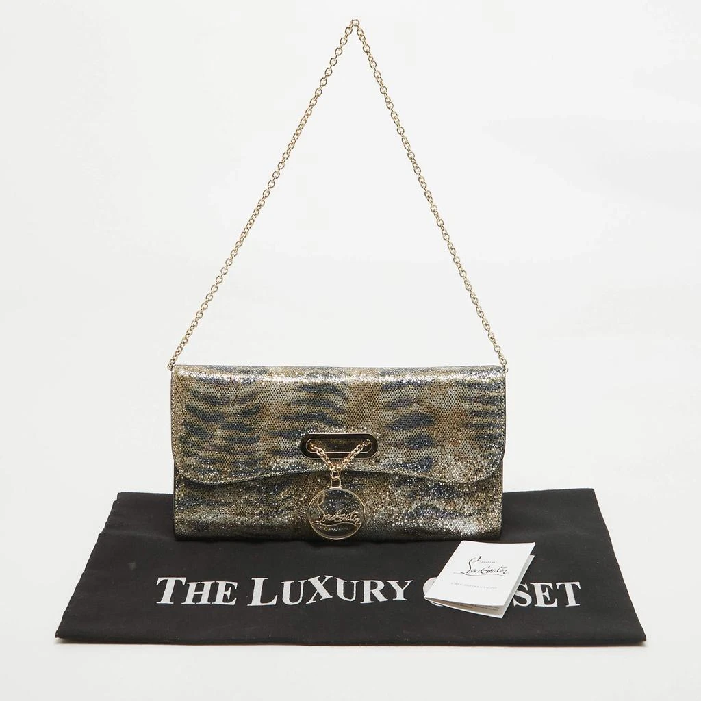 Christian Louboutin Christian Louboutin Gold/Blue Printed Glitter Riviera Clutch Bag 9
