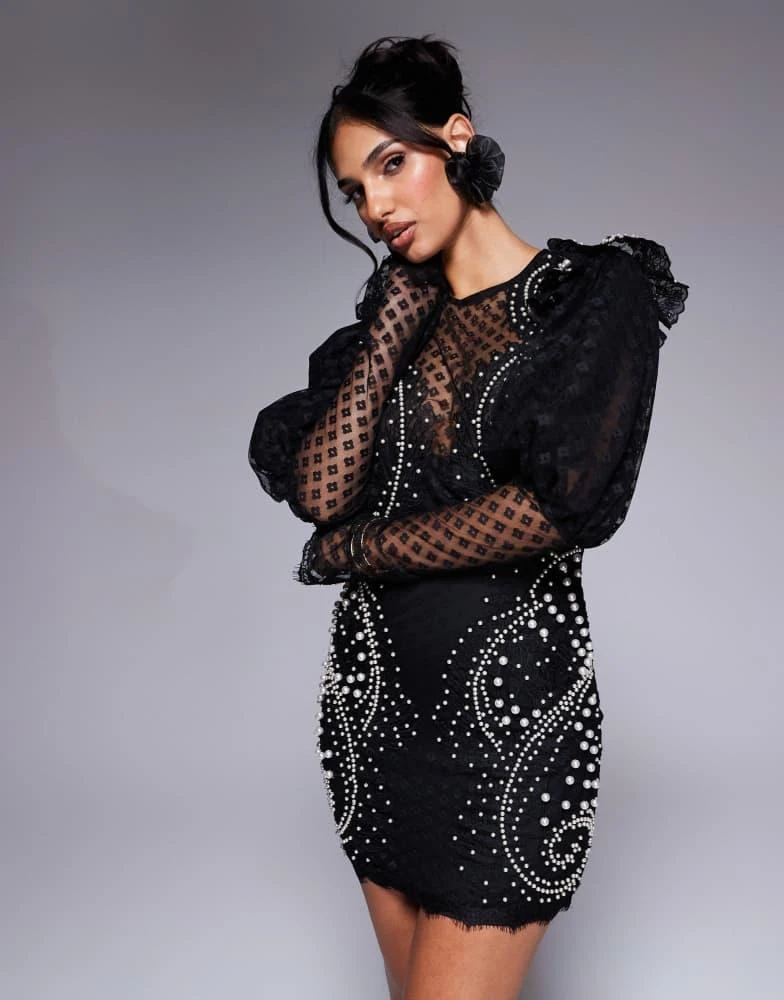 ASOS LUXE pearl embellished lace puff sleeve mini dress in black On Sale Now with Up to 49% Off | Discover Exclusive Deals & Savings at BeyondStyle Authentic ASOS LUXE ASOS LUXE pearl embellished lace puff sleeve mini dress in black On Sale Now with Up to 49% Off | Discover Exclusive Deals & Savings at BeyondStyle Authentic ASOS LUXE