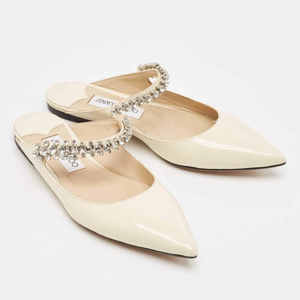Jimmy Choo Jimmy Choo Cream Patent Leather Bing 65 Crystal Embellished Mule Size 36 4
