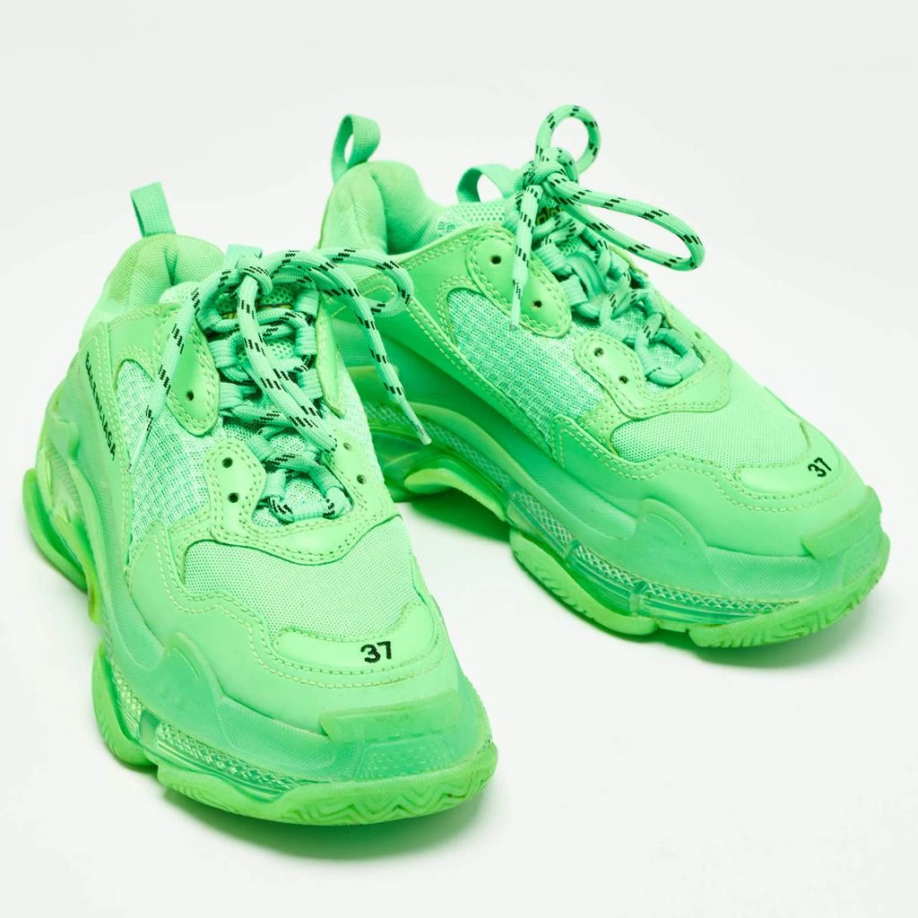 Balenciaga Balenciaga Green Mesh and Faux Leather Triple S Sneakers Size 37 4