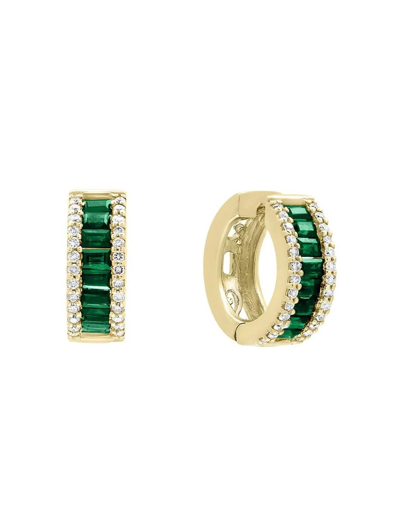 Bloomingdale's Emerald and Diamond Hoop Earrings in 14K Yellow Gold 1