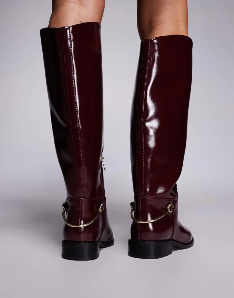 Shop River Island riding knee boots in red on Sale at  display picture 3