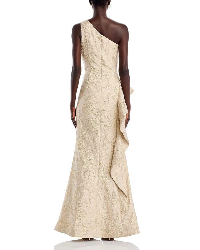 Teri Jon Metallic Jacquard One Shoulder Gown 4