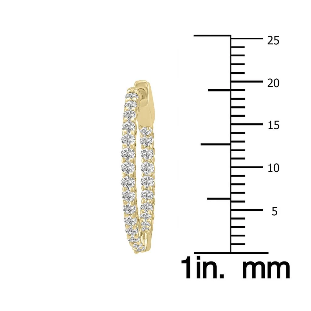 SSELECTS 1 Carat Tw Round Lab Grown Diamond Hoop Earrings In 14K Yellow Gold 3