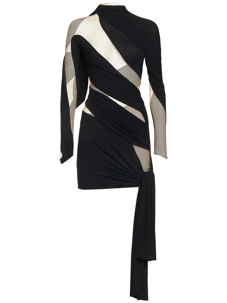 Mugler Jersey Crepe & Tulle Mini Dress 1