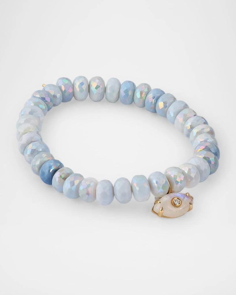 Sydney Evan Blue African Opal Bead Bracelet with Carved Evil Eye Charm 4