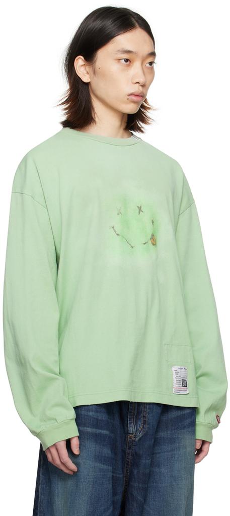 Maison MIHARA YASUHIRO Green Smily Face Long Sleeve T-Shirt