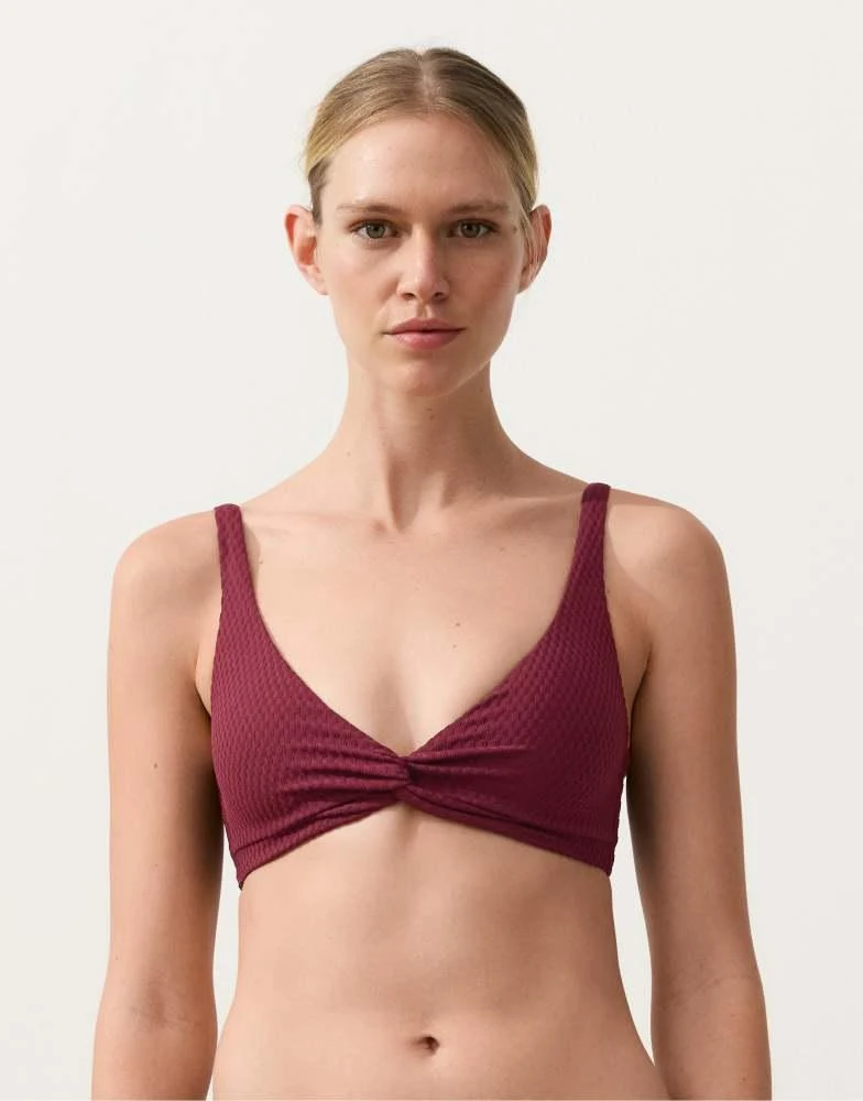 OYSHO OYSHO Mini check jacquard bikini top in purple