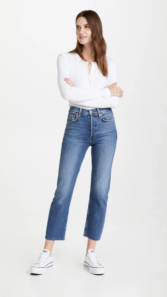 Re/Done High Rise Comfort Stretch Stove Pipe Jeans 4