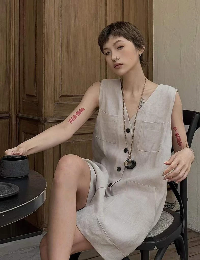 Pixie Market Linen Button Romper-PREORDER 5