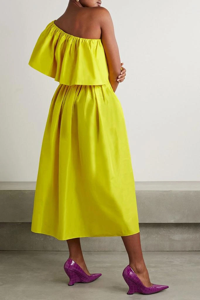 ADAM LIPPES One-shoulder ruffled belted silk-taffeta midi dress 3