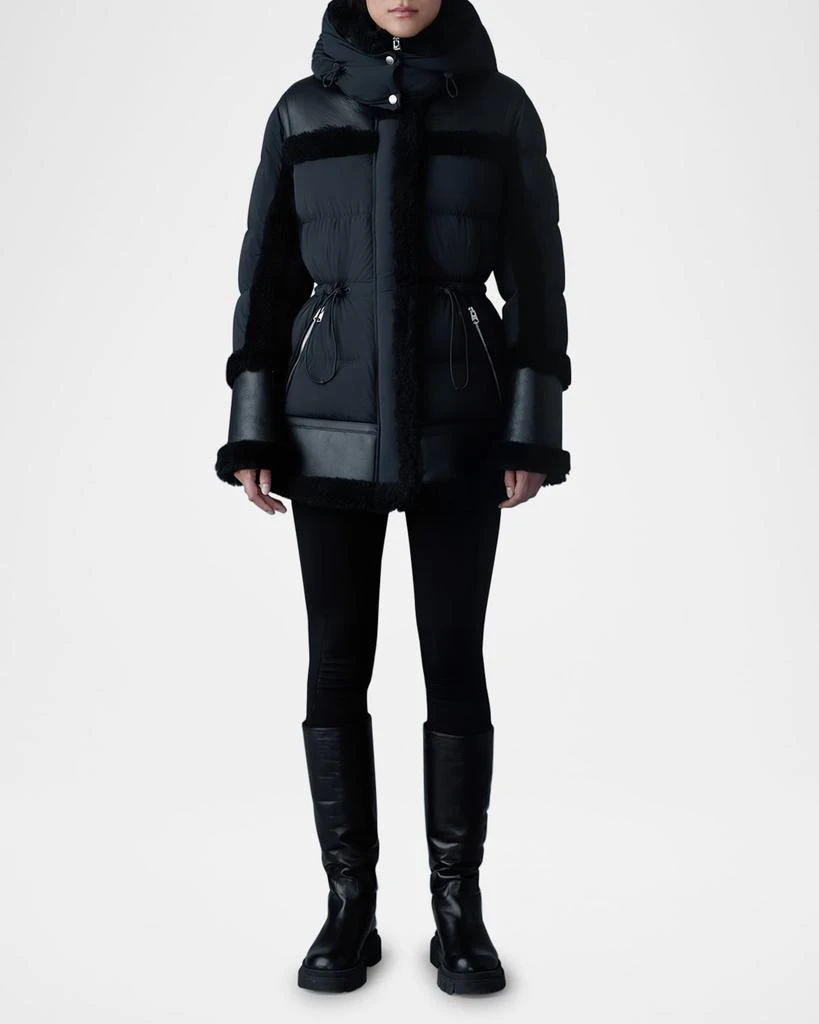 Mackage Lilibeth Mixed-Media Down Parka with Shearling and Leather 2